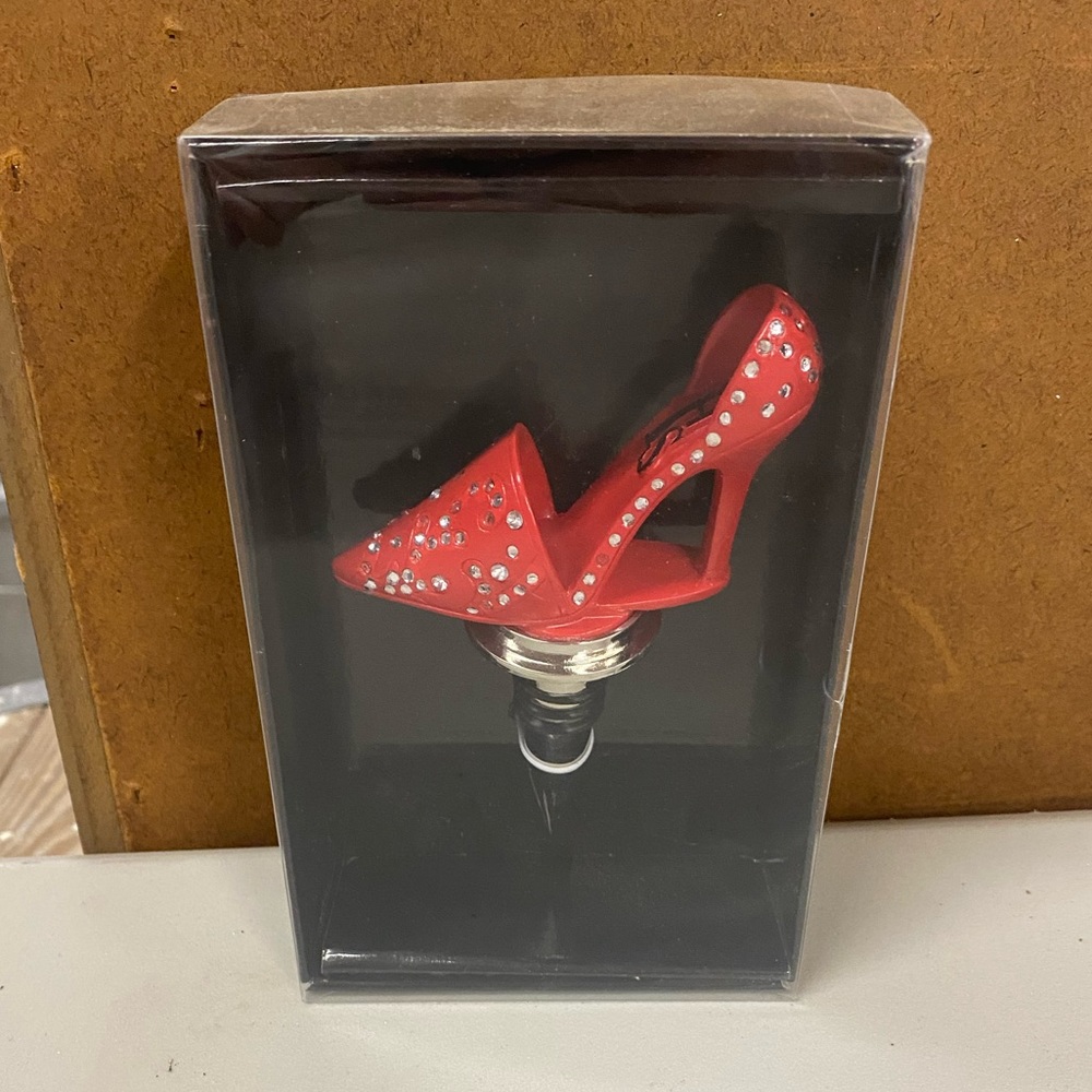 NIB Cypress Home Red Heel Wine Bottle Stopper